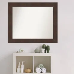 33" X 27" Non-Beveled Wildwood Brown Bathroom Wall Mirror - Amanti Art -Umbra Home Decor Shop GUEST 835378aa 7db7 4ea8 8385 71370641a2e4