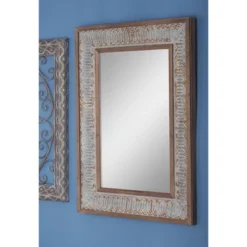 Wood Wall Mirror With Embossed Metal Gray - Olivia & May -Umbra Home Decor Shop GUEST 83c88184 48eb 46d7 aed7 e49994bd4efb