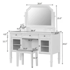 TOBILI 44.4" Makeup Vanity Desk With Large Adjustable Mirror, Dressing Table Set With Drawer & Cabinet, Space-Saving Beauty Station For Bedroom, White -Umbra Home Decor Shop GUEST 84683f22 7121 4ec9 9c83 0c8a57e82985
