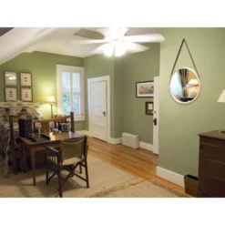 16" Pinewood Farmhouse Round Hanging Wall Mirror With Frame Leather Strap - Infinity Instruments -Umbra Home Decor Shop GUEST 84c4c913 4d77 4ed4 a573 d855e282e592