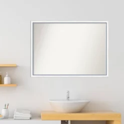 40"x29" Non-Beveled Morgan Wood Bathroom Wall Mirror White/Blue - Amanti Art: Includes Mounting Hardware, Wood Frame -Umbra Home Decor Shop GUEST 8514fb9c cec0 4a1c aa94 ec31477eb728