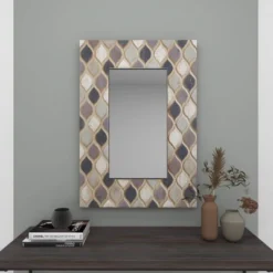 Wood Wall Mirror With Diamond Pattern Beige - Olivia & May -Umbra Home Decor Shop GUEST 85edafe2 bdc4 4901 875e 6c8fe64aa9c3