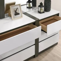 Pape Contemporary 6 Drawer Dresser With Mirror White/Metallic Gray - MiBasics -Umbra Home Decor Shop GUEST 863d1e12 62a5 4104 acc4 129c07add245