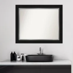 34" X 28" Non-Beveled Eva Bathroom Wall Mirror Black - Amanti Art -Umbra Home Decor Shop GUEST 863fe1fb da45 4316 b751 c09cbc893215