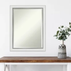 21" X 27" Eva White Narrow Framed Wall Mirror Silver - Amanti Art -Umbra Home Decor Shop GUEST 86788065 4bdf 4efc 98e4 f629143791c4