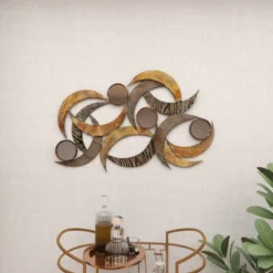 Metal Abstract Wall Decor With Round Mirror Accents Beige - Olivia & May -Umbra Home Decor Shop GUEST 86ae8fcc 7531 4596 ae3a c200450c530b