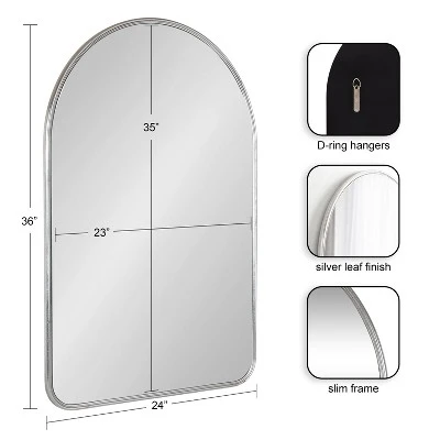 Kate & Laurel All Things Decor 24"X36" Caskill Framed Arch Wall Mirror Silver 1 Kate & Laurel All Things Decor 24"X36" Caskill Framed Arch Wall Mirror Silver