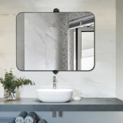 Zoe 24" X 32" Metal Rectangular Mirror Surrounded Rounded Corner Pivot Mirror- The Pop Home -Umbra Home Decor Shop GUEST 872da9fc 29a4 4fbe 8e62 1b441adad2d5