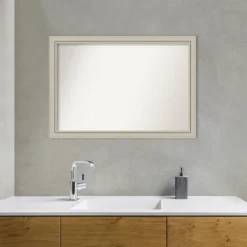 40" X 28" Non-Beveled Romano Silver Narrow Wood Bathroom Wall Mirror - Amanti Art -Umbra Home Decor Shop GUEST 879f40a2 8c9a 4a0a ba71 b2a693a174f5