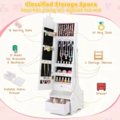 Infans Kids Jewelry Cabinet W/Full-Length Mirror Drawer 2 Adjustable Tilt Angles 13 Infans Kids Jewelry Cabinet W/Full-Length Mirror Drawer 2 Adjustable Tilt Angles -Umbra Home Decor Shop GUEST 88d2947f b462 4e34 acfc 3920972ca7f4