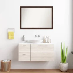 Amanti Art 39"x27" Non-Beveled Narrow Wood Bathroom Wall Mirror Warm Walnut: Modern Rectangular Vanity, Wall Mount, Wood Frame -Umbra Home Decor Shop GUEST 88d63c7d cb50 4c5c 8048 59dc5d83c0a2