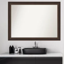 43" X 32" Non-Beveled Lara Wood Bathroom Wall Mirror Bronze - Amanti Art -Umbra Home Decor Shop GUEST 896f1ebd c96c 4d65 8035 474204dc02a7