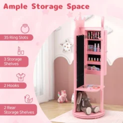 Tangkula Kids Jewelry Cabinet Standing Children Jewelry Organizer W/ Full-Length Mirror -Umbra Home Decor Shop GUEST 899f6c19 f738 4c50 ae96 7d1d60853ff4