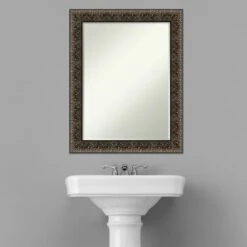 Amanti Art Intaglio Embossed Black Petite Bevel Wood Bathroom Wall Mirror 28.5 X 22.5 In. -Umbra Home Decor Shop GUEST 8a1c0974 ba14 484e 9c14 b6807747d73e