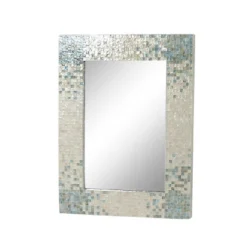 Mother Of Pearl Handmade Mosaic Wall Mirror With Blue Corners Cream - Olivia & May -Umbra Home Decor Shop GUEST 8a5b192c 634a 4ab9 a5b2 caec3175db59