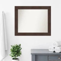33" X 27" Non-Beveled Wildwood Brown Bathroom Wall Mirror - Amanti Art -Umbra Home Decor Shop GUEST 8b4a973f 6ad5 4ab4 9c2b f2b4b0e372ef
