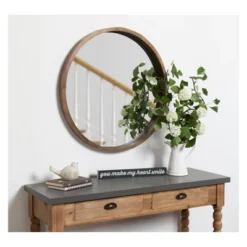 Kate And Laurel Hutton Round Decorative Wood Frame Wall Mirror -Umbra Home Decor Shop GUEST 8b4cd9cd 0a51 4c31 a958 6cdf72bc3d2c