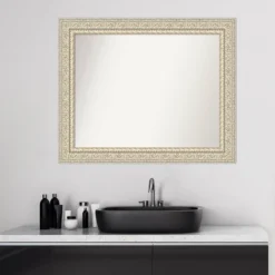 34" X 28" Non-Beveled Fair Baroque Wood Bathroom Wall Mirror Cream - Amanti Art -Umbra Home Decor Shop GUEST 8b4dfa1a bc0c 45ae 99d8 714a838f7cff