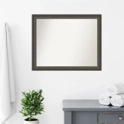 32"x26" Non-Beveled Upcycled Wood Bathroom Wall Mirror Brown/Gray - Amanti Art: Modern Rectangular Design, Wall Mounted, Includes Hardware -Umbra Home Decor Shop GUEST 8b5afc74 a356 461f a498 a6fd031b5885