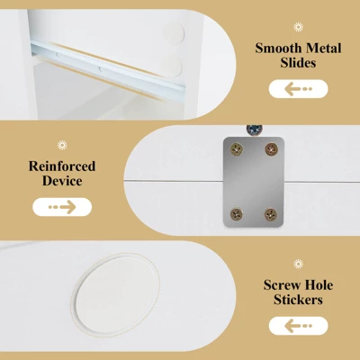 Costway Vanity Desk With Mirror And Lights With 3 Light Modes & Adjustable Brightness White 9 Costway Vanity Desk With Mirror And Lights With 3 Light Modes & Adjustable Brightness White - Image 9