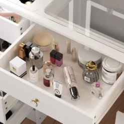 Famapy 43"W Large Vanity Table 9-Drawer Vanity Set With Crystal Pulls And Versatile Mirror Lighting -Umbra Home Decor Shop GUEST 8b8a3509 27ec 448e aa5b 4cfcbfae0338