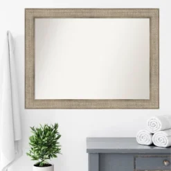 44" X 33" Non-Beveled Trellis Silver Wood Bathroom Wall Mirror - Amanti Art -Umbra Home Decor Shop GUEST 8bba10bc a93f 4ef2 9087 1c63e25c5950