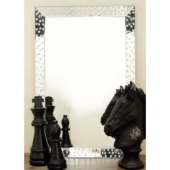 Glass Handmade Beveled Wall Mirror With Crystal Frame Silver - Olivia & May