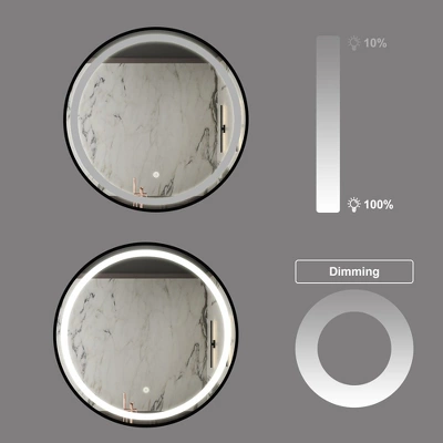 32 Inch Bathroom Wall Mirrors With 3 Color Lights Round Wall Vanity Mirror, IP54 Waterproof Frameless Crystal LED Anti-Fog Bathroom Vanity Mirror 3 32 Inch Bathroom Wall Mirrors With 3 Color Lights Round Wall Vanity Mirror, IP54 Waterproof Frameless Crystal LED Anti-Fog Bathroom Vanity Mirror - Image 3