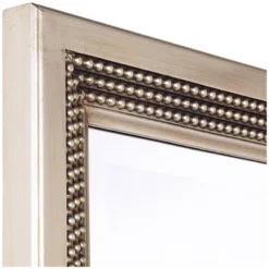 Uttermost Rectangular Vanity Accent Wall Mirror Modern Silver Leaf Frame Triple Beaded 23" Wide For Bathroom Bedroom Living Room