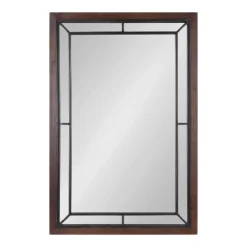 24" X 36" Audubon Rectangle Wall Mirror Rustic Brown - Kate & Laurel All Things Decor