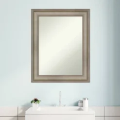 24" X 30" Non-Beveled Mezzanine Antique Narrow Wood Bathroom Wall Mirror Silver - Amanti Art -Umbra Home Decor Shop GUEST 8c7123f4 5338 41ea ab6b 9a9bf93e22ff