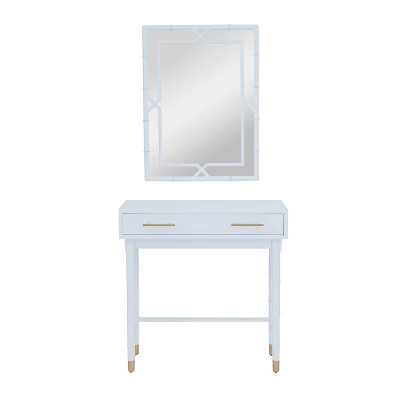 Set Of 2 Traditional Wood Console Tables With Mirror White - Olivia & May 1 Set Of 2 Traditional Wood Console Tables With Mirror White - Olivia & May
