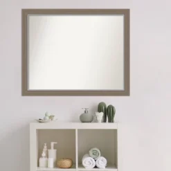 31" X 25" Non-Beveled Eva Narrow Bathroom Wall Mirror Brown - Amanti Art -Umbra Home Decor Shop GUEST 8d1a637c d94c 409a 90be 0b156fdbc991