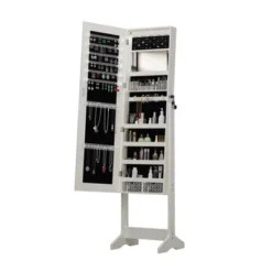 KWPZQEB Mirror Jewelry Cabinet, 63.5-Inch Tall Lockable Free-Standing Mirror Jewelry Armoire Organizer With Nterior Lighted Mirror For Bedroom, White -Umbra Home Decor Shop GUEST 8dcbcce1 1701 48c2 94aa 134bd576f575