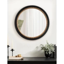 Kate & Laurel All Things Decor 26"x26" Wildomar Round Wall Mirror Black -Umbra Home Decor Shop GUEST 8ddfdcd9 cf3a 430b 919e d6e488018035