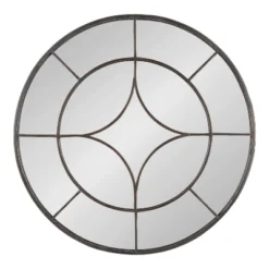 30" Angelis Round Wall Mirror Black - Kate & Laurel All Things Decor