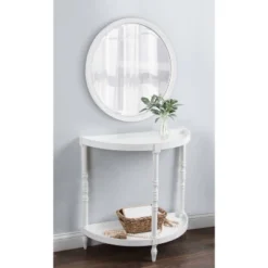 24" X 24" Hogan Round Framed Decorative Wall Mirror White - Kate & Laurel All Things Decor -Umbra Home Decor Shop GUEST 8f037f00 086c 482f a99e c5bebe680cc2