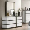 Pape Contemporary 6 Drawer Dresser With Mirror White/Metallic Gray - MiBasics