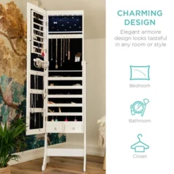 Best Choice Products 6-Tier Standing Mirror Lockable Storage Organizer Cabinet Armoire W/ LED Lights -Umbra Home Decor Shop GUEST 8f8ec242 b1e6 4edc 95dc 50c3a5496937
