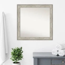 31" X 31" Non-Beveled Crackled Bathroom Wall Mirror Metallic Silver - Amanti Art -Umbra Home Decor Shop GUEST 902e3105 32aa 4a26 982a 3d0e823b3555