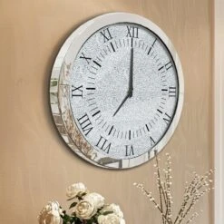 Sparkly Wall Clock Mirror Crushed Diamond Silver Crushed Crystal Filled 24x24 In -Umbra Home Decor Shop GUEST 9077fde6 1907 4efd 9af5 f0e142de8b5e