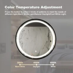 Led Bathroom Mirror, 32 Inch Vanity Mirror With Power And Anti Fog Switch, Metal Frame, Round Dimmable Wall Mounted Makeup Mirror For Home Farmhouse -Umbra Home Decor Shop GUEST 907e7717 ec3b 4153 ab29 341462bea39f