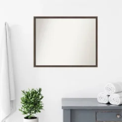 29" X 23" Non-Beveled Hardwood Wedge Wood Bathroom Wall Mirror Mocha Brown - Amanti Art -Umbra Home Decor Shop GUEST 91e3d929 acbb 4441 9885 c3c1c8bf508f