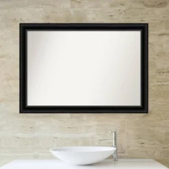40" X 28" Non-Beveled Corded Bathroom Wall Mirror Black - Amanti Art -Umbra Home Decor Shop GUEST 91f60cc2 22a1 4ce6 b04a 047fa0792e09