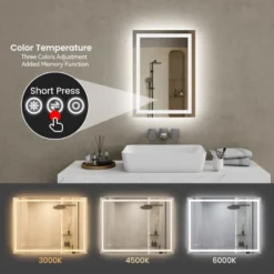 20in*28in LED Bathroom Mirror,Front-Lit And Back-Lit, Stepless Dimmable, 3 Colors CRI90+, Brightness Memory, Shatter-Proof,Anti-fog LED Vanity Mirror -Umbra Home Decor Shop GUEST 920ba97f e7bd 445d ad9c 3db399b1dd0e