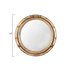 22" Round Distressed Metal Porthole Mirror Gold - Storied Home -Umbra Home Decor Shop GUEST 924e831a ecd4 461d 9adc 38681e4a6aa7
