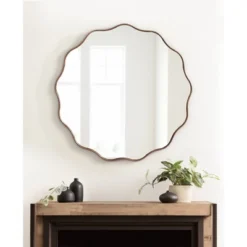Kate & Laurel All Things Decor 32"X32" Viona Round Scalloped Mirror Bronze -Umbra Home Decor Shop GUEST 92938613 6328 4c73 b9f7 f6d442ab1c9d