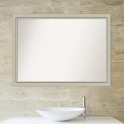 42" X 31" Non-Beveled Romano Silver Narrow Wood Bathroom Wall Mirror - Amanti Art -Umbra Home Decor Shop GUEST 934b425e d8c6 4114 a2a6 6d61d394c2dc