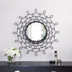 Round Metal Luka Wall Mirror With Open Looped Frame Black - StyleCraft -Umbra Home Decor Shop GUEST 939a0807 4ccc 467a a0f3 e10f42531de8
