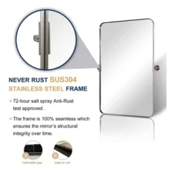 ANDY STAR 34 Inch Tall By 22 Inch Wide Rectangular Tilting Modern Floating Vanity Mirror With Rounded Edges And Adjustable Wall Mounts, Brushed Nickel -Umbra Home Decor Shop GUEST 93c65fac 0287 4c6f 86e0 e8aeeaba6a84